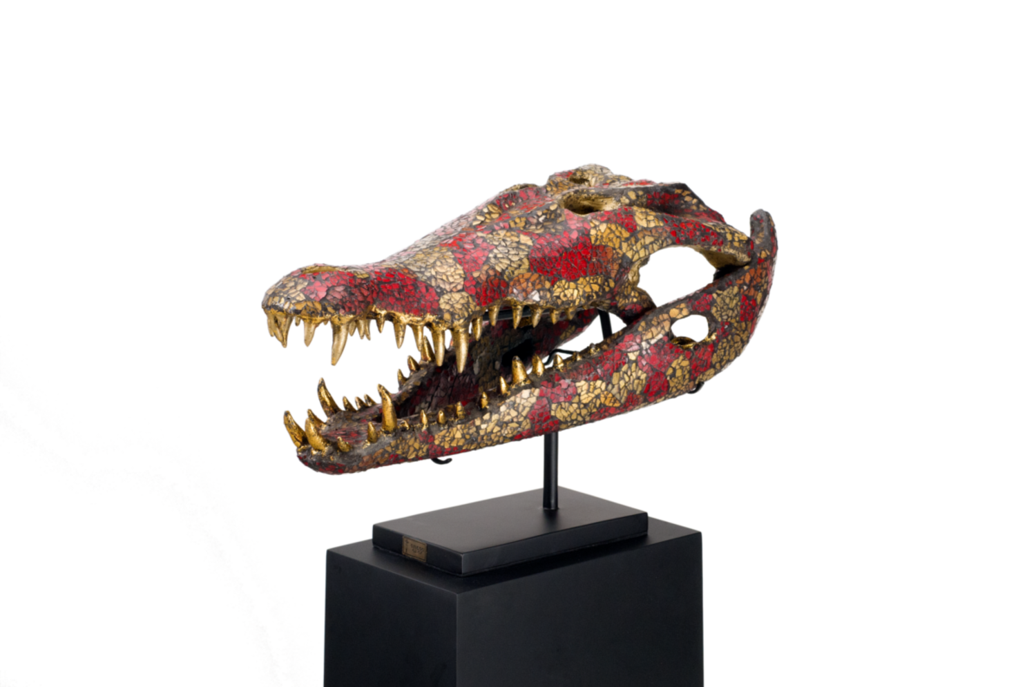 Large mozaique de verre rouje et or 45cm piece unique 1800 euro