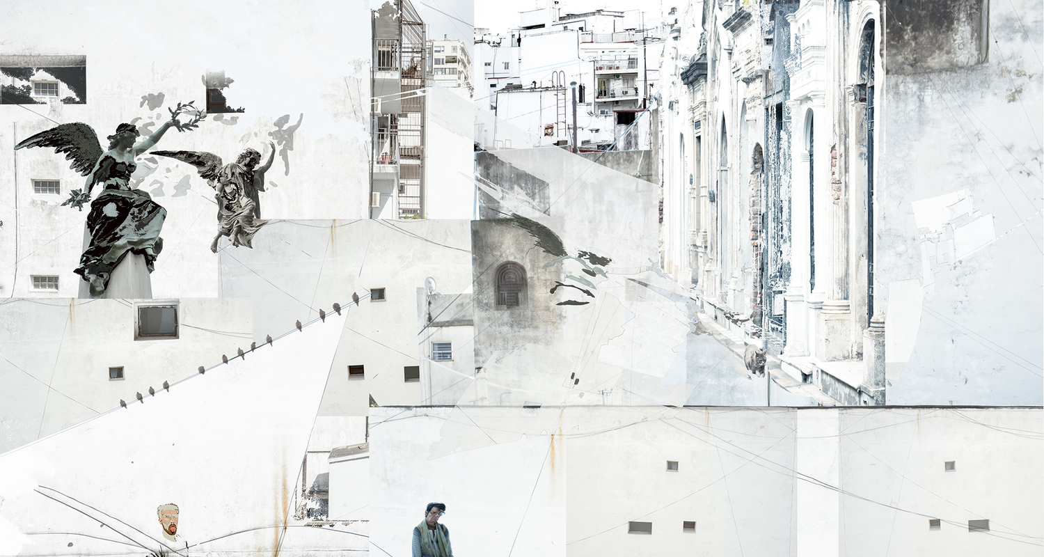 Large angels of white city