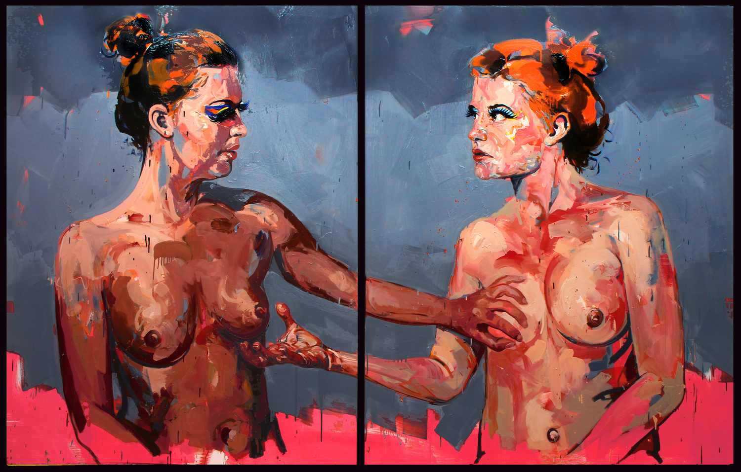 Large 25 et 26. gabrielle d estre es xxv et xxvi 2x 200x150 cm huile sur toile juillet2015 bisimg 0961bisnijni
